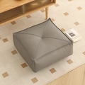 Dark gray square leather pouf with cross-stitch design for floor seating - Technical Fabric / Square / EPS 40x40x15cm / Dark Gray