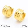 Boucles d'oreilles créoles larges à trois lignes dorées, dimensions 13x7 mm - Or (KE111295-K)