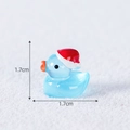 Luminous blue miniature duck with red Christmas hat for micro landscapes 1.7cm - Light Blue