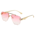 Lunettes de soleil carrées sans monture avec cadre doré et verres dégradés roses - Monture Dorée Dégradé Rose