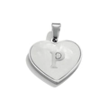 Stainless steel heart pendant with white mother of pearl inlay and letter P engraving - Letter P / Steel