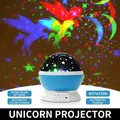 Sky blue unicorn starry night light projector with rotating colorful LED light effect - Blue Shell Unicorn-Regular 1W