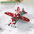 Christmas iron Santa Claus airplane ornament with red silk ribbon, 12.5cm festive decor - Iron Airplane Santa Claus