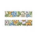 Set of two fabric-covered rectangular BB hair clips with green and yellow floral patterns - Style 14 (Yellow & Green Mixed Floral)