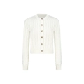 Cardigan in lana bianca a trecce con scollo rotondo e bottoni effetto tartaruga - S / Tops / Bianco