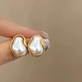 Orecchini vintage a fiore con perle dorate per donna in stile francese e barocco retrò - 6# Perno in Argento - Perla Piegata Oro