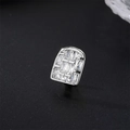 Silver hip hop grillz featuring radiant rectangular cubic zirconia stones in u-shape - Full Zircon Horseshoe / Silver