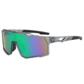 Sport cycling sunglasses with grey frosted frame and green purple gradient lenses - Grey Frame Green Lens