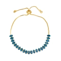 Adjustable gold bolo bracelet featuring marquise-cut blue cubic zirconia stones - Blue