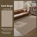 Dark beige faux linen crystal velvet rug with non-slip backing for living room - Custom Size (Contact Service) / Dark Beige