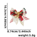 Fiocco natalizio in tela beige e rossa con campanellini d'oro e stampa di Natale - Taglia unica / Tipo C (Fiocco Beige Rosso)