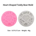 Detail of round silicone mold with teddy bear, love hearts and floral patterns for baking - Bear with Heart / Pink