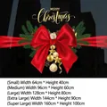 Size chart for Christmas static window decals with red bows and golden bells - Small