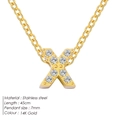 Elegante 14K vergulde roestvrijstalen halsketting met kristallen X-letter hanger - Letter X - Goud