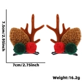 Christmas reindeer antler hair clips with brown fur and red-green pompom decorations - Red Green Ball Curly Fur Reindeer Ears Style