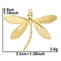Polished 18k gold plated dragonfly pendant with detailed wing textures and size labels - Gold Color Pendant