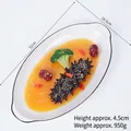 Modelo realista de pepino de mar con brócoli en plato ovalado de cerámica blanca 32 cm - Pepino de mar brócoli