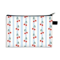 Large capacity storage bag with red cherry print and light blue stripes on canvas - EU 34