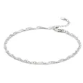 Minimalist silver stainless steel twisted rope chain bracelet with lobster clasp and tag - Silver Water Wave Chain (PB233)
