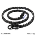 Collar para hombre con cabeza de dragón en acero de titanio negro y cadena de 6mm - Collar de Cadena Bizantina con Cabeza de Dragón / Ancho 6mm / Negro (KN113577-Z)