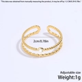 Double-layer 18K gold wave ring with zircon detail and adjustable open band design - Double Layer Single Zircon / Gold