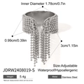 Waterdichte roestvrijstalen kwastjesring met metalen kralen en hypoallergene finish - Zilveren Roestvrijstalen Kwastje Ring (JDRW2408019-S)