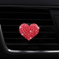 Clip per bocchetta auto a forma di cuore rosso con strass scintillanti per interni - Cuore di Strass Rosso