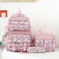 Pink unicorn nylon backpack 3-piece set with matching lunch bag and pencil case - Pink