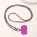 Rainbow rhinestone 6mm phone lanyard crossbody chain with purple connector tab - K231-6mm Rhinestone Chain Crossbody (Multicolor + Magenta Clip) / Rainbow