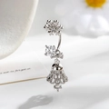 Silver snowflake belly ring with sparkling zircon bow and tassel bell pendant - Snowflake Bell (Single Piece) / Silver