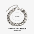 Silbernes Edelstahl-Panzerarmband mit Karabinerverschluss und verstellbarer Verlängerungskette - Silberne dicke kubanische Gliederkette(ZN412S)