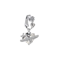 Macro detail of silver heart gem belly ring with star element on white background - Heart Planet
