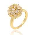 Adjustable gold ring with a sparkling spherical zircon cluster in a fireworks design - Gold Spherical Firework Cluster Style (CX-J1077)