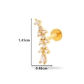 Gold stainless steel cartilage stud with marquise zircon flower design 1.45cm length - Long Cluster Design (0166-5#) / Gold