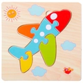 Colorful wooden airplane puzzle for toddler early education and motor skills - Airplane
