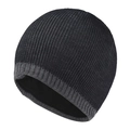 Bonnet en maille noir et gris élégant pour la protection contre le froid en hiver - L / Gris clair