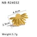 Detail view showing dimensions of golden daisy flower ring measuring 4.4cm by 2.9cm - Daisy Style (NB-R24032)