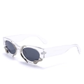 Fashionable snake-embellished oval sunglasses with transparent frame and dark lenses - Transparent Frame Black Grey Lens