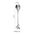 Silberner Edelstahl Kaffeelöffel mit Blattzweig Griff 12 cm Länge für Dessert - Silber Blatt Löffel
