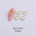 Detail of 8mm mini gold hollow heart nail art charm with rope texture on purple background - Hollow Braided Heart Style (MZH-8010) / 50 Pieces / Gold