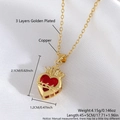 Collana a croce con pendente a cuore in zircone rosso e placcatura in oro 18 carati - 2.1*1.2cm Cuore Placcato Oro NAB10-5