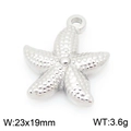 Silver stainless steel starfish pendant charm with 3D texture, size 23x19mm and weight 3.6g - Silver Sea Star (KLJ9946-Z)