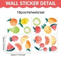 Waterdichte PVC muurstickers set met aquarel fruit zoals citroen ananas en watermeloen - 20*30cm*4pcs / Aardbei Watermeloen Aquarel Fruit (UV8CZW30118T_T)