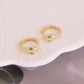 Orecchini a cerchio a serpente in oro 18 carati con occhi in zircone verde e texture squamata - 2# Verde (Occhi)