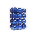 Set di 24 palline di Natale blu in plastica con finiture glitterate e opache in scatola - Blu Reale