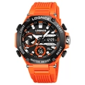 Orologio sportivo ottagonale arancione con doppio display orario e impermeabile 50M - Arancione