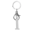 Modern silver stainless steel letter I keychain with circular ring and lobster clasp - Letter I / Steel