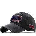 Gorra vintage con bordado 3D en tejido gris carbón lavado y visera con efecto gastado - L(58-60cm) / Negro (JX-0515)