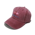 Dettaglio del ricamo a fenicottero su cappello vintage in cotone bordeaux - M (56-58cm) / Borgogna
