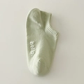 Light green cotton low cut sock with white hello embroidery and breathable knit texture - One Size / Milky Green